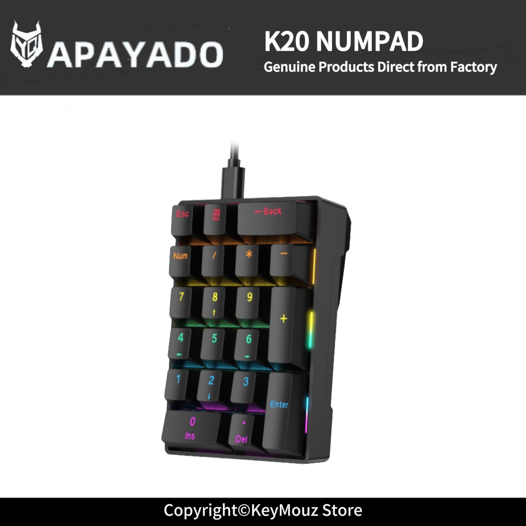 Keyboard Gaming Blue Switch - K20 미니 휴대용 기계식 숫자 키패드,