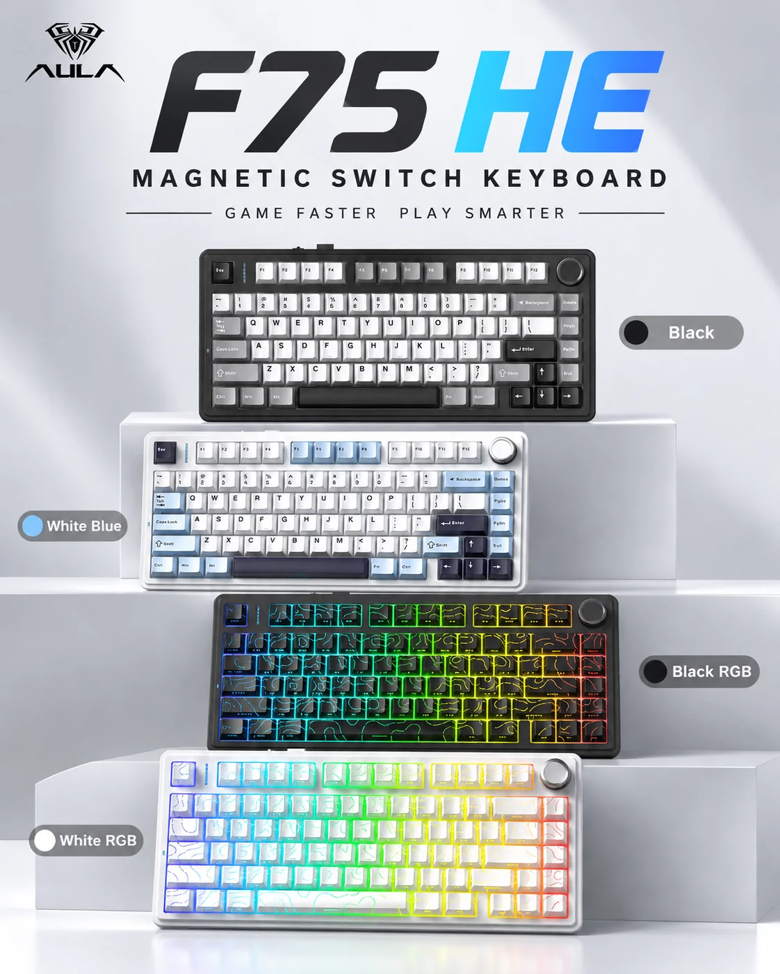 Gaming Keyboard Nearby - AULA F75 HE 마그네틱 키보드, 75%